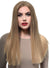 Mid Length Womens Medium Blonde Straight Blunt Cut T-Part Lace Front Fashion Wig - Front Image