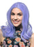 Womens Shoulder Length Deep Periwinkle Purple Wavy Synthetic Fashion Wig with T-Part Lace Front - Front Image