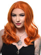 Womens Shoulder Length Ginger Orange Wavy Synthetic Fashion Wig with T-Part Lace Front - Front Image