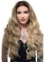 Blonde Long Curly Lace Front Synthetic Fashion Wig with Brown Roots - Front Image