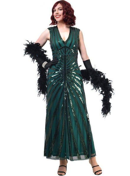 Green 1930s Hollywood Costume Dress | Long Plus Size Costume for Women Green 1930s Hollywood Costume Dress | Long Plus Size Costume for Women