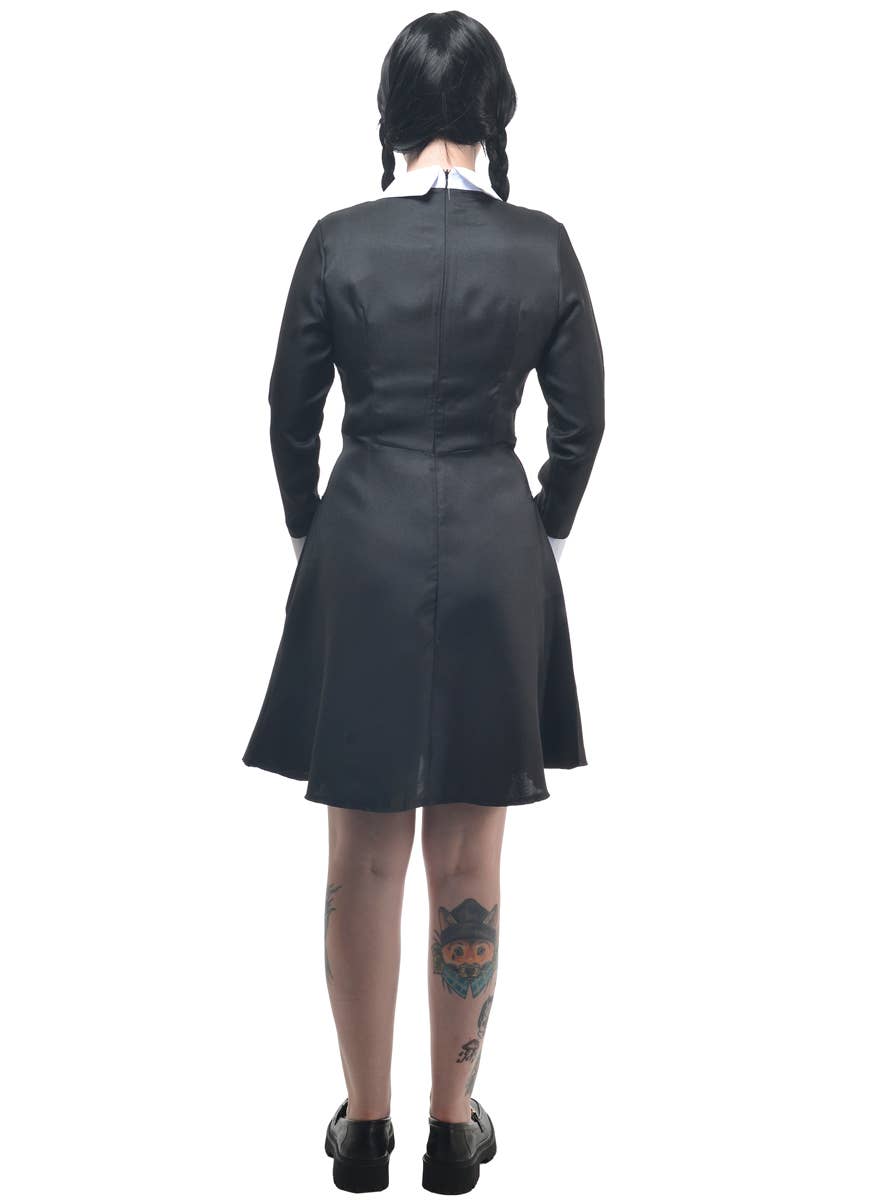 Image of Long Sleeve Wednesday Addams Women's Halloween Costume - Back View