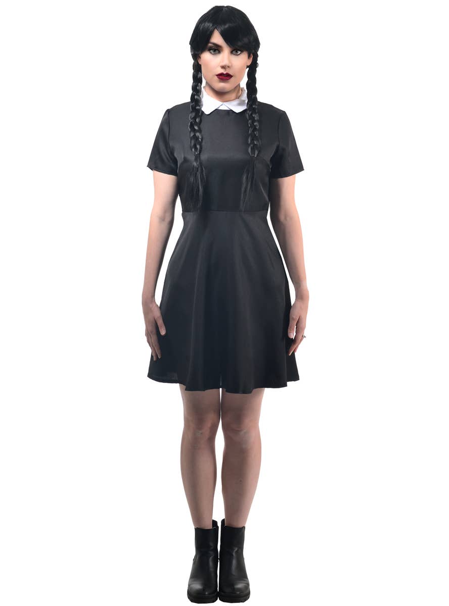 Womens Short Sleeve Wednesday Addams Halloween Costume