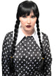 Image of Long Plaited Wednesday Addams Womens Halloween Wig