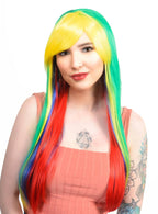 Rainbow Layered Multi Colour Costume Wig Front Image