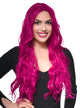 Women's Hot Raspberry Pink Synthetic Fashion Wig with Lace Parting - Front Image