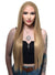 Womens Extra Long Warm Dark Blonde Straight Synthetic Fashion Wig with Lace Front - Front Image