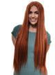 Ginger Red Women's Extra Long Synthetic Fashion Wig with Lace Part - Front Image