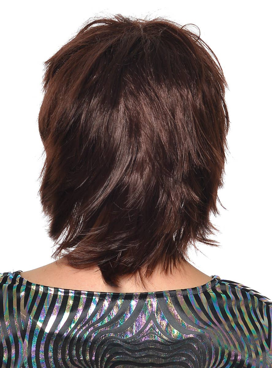 Womens Short Brown Pixie Style Cut Costume Wig - Back Image