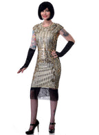 Ritzy Gatsby Plus Size Women's Nude and Gold 1920's Flapper Fancy Dress Costume - Main View