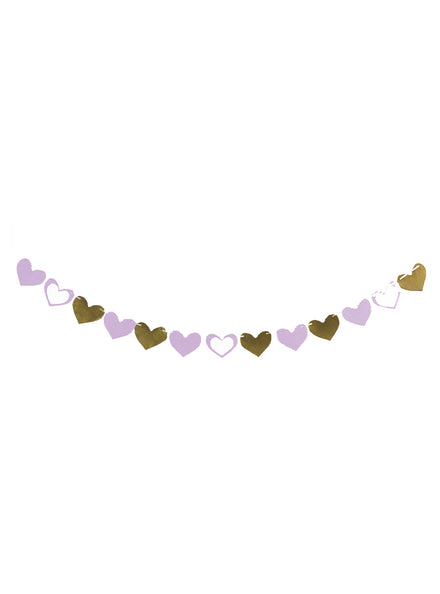 Hearts Purple and Gold 2m Long Garland - Main Image