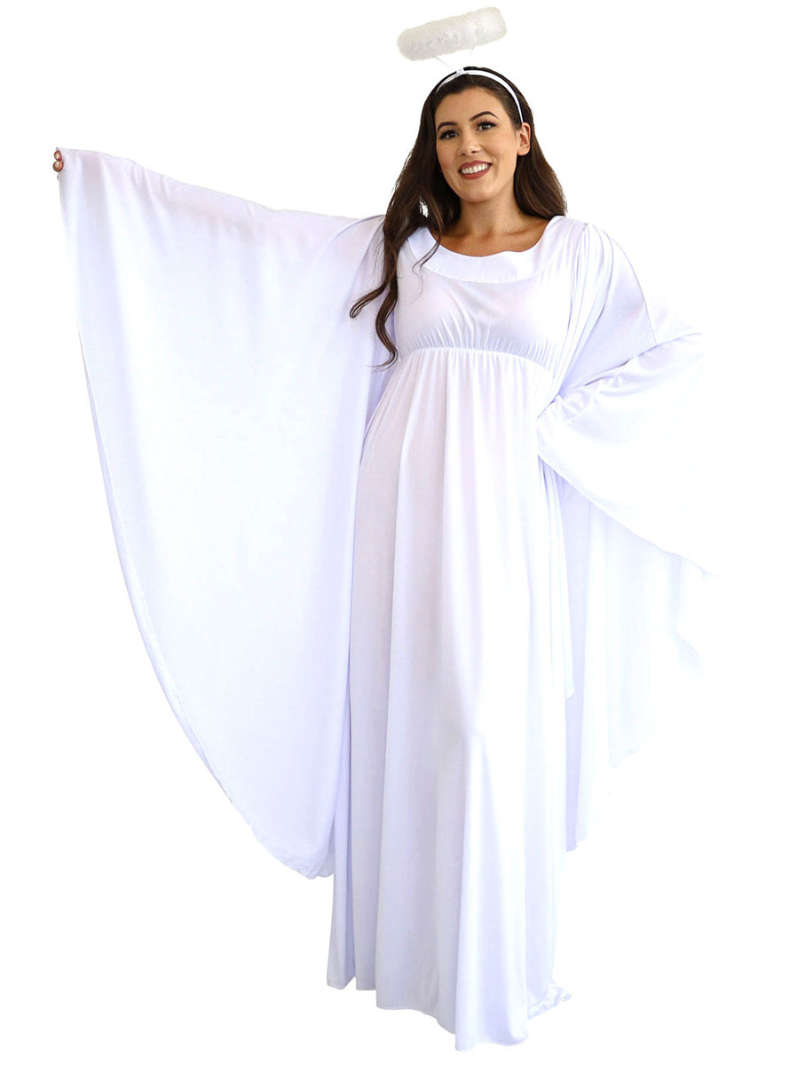 Festive White Christmas Angel Women's Costume - Alternative Image
