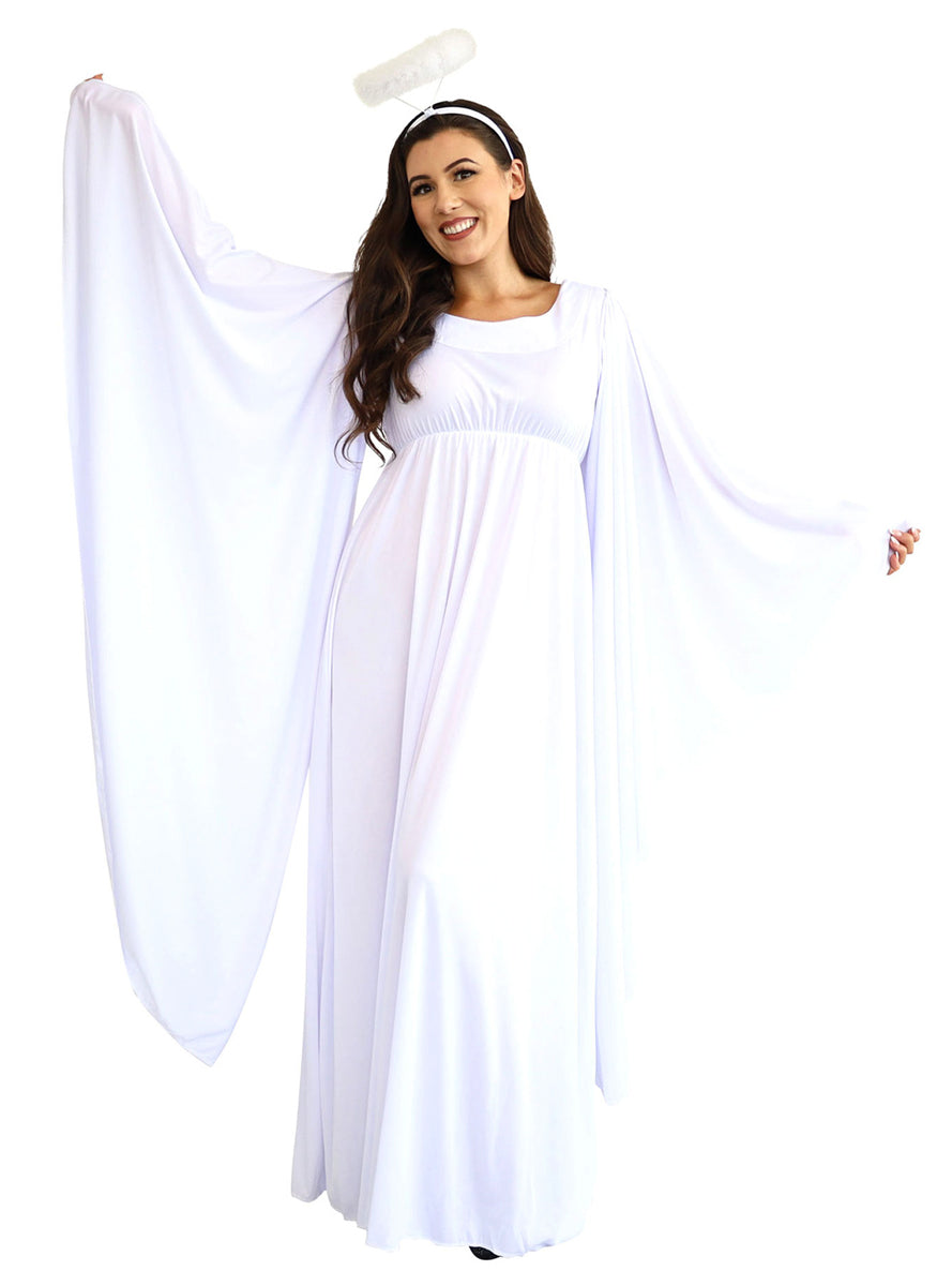 Festive White Christmas Angel Women's Costume - Main Image