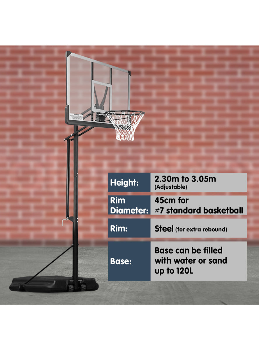 Height Adjustable Portable Basketball Hoop Main Dimensions Image 2