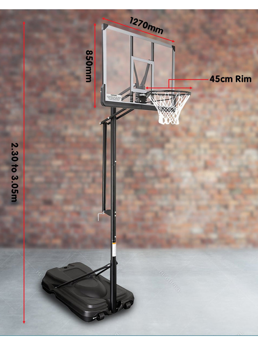 Height Adjustable Portable Basketball Hoop Main Dimensions Image
