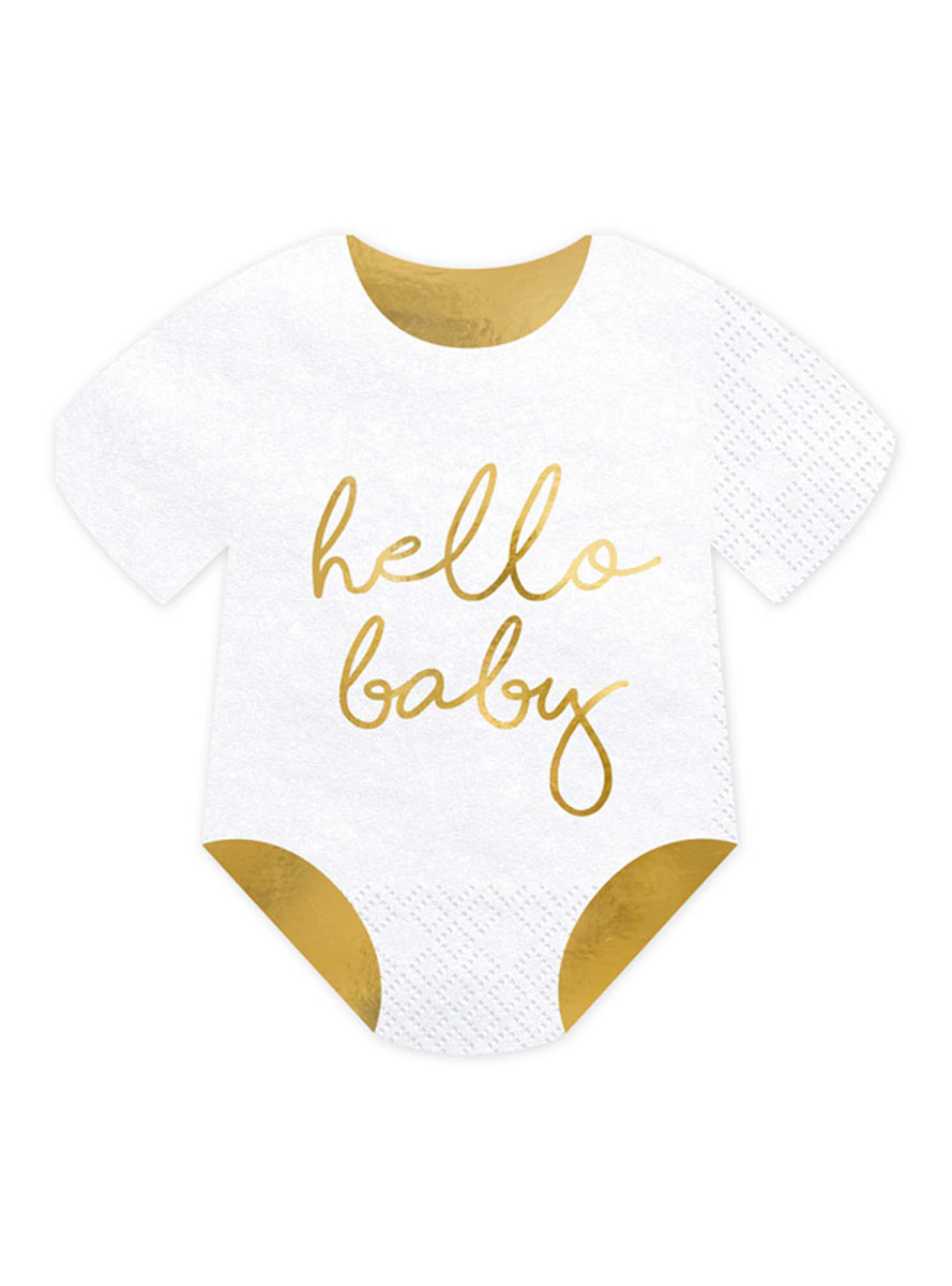 Hello Baby 20 Pack Onesie Shaped Baby Shower Napkins - Main Image
