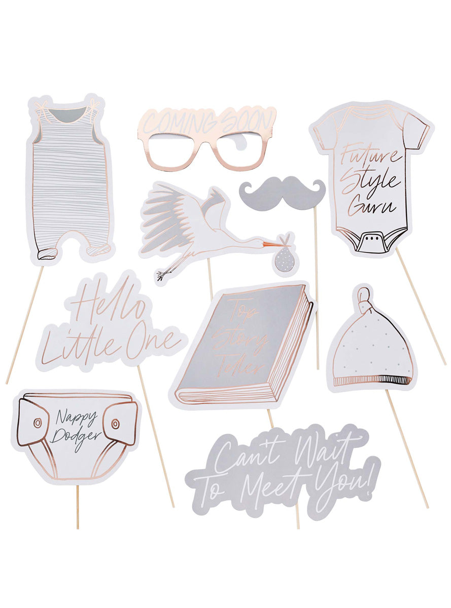 Hello Little One 10 Pack Baby Shower Photo Props - Main Image