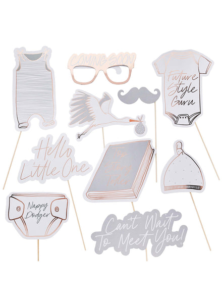Hello Little One 10 Pack Baby Shower Photo Props - Main Image