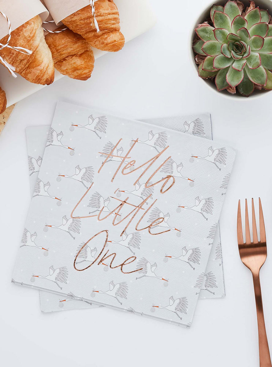 Hello Little One 16 Pack Baby Shower Lunch Napkins - Lifestyle Image