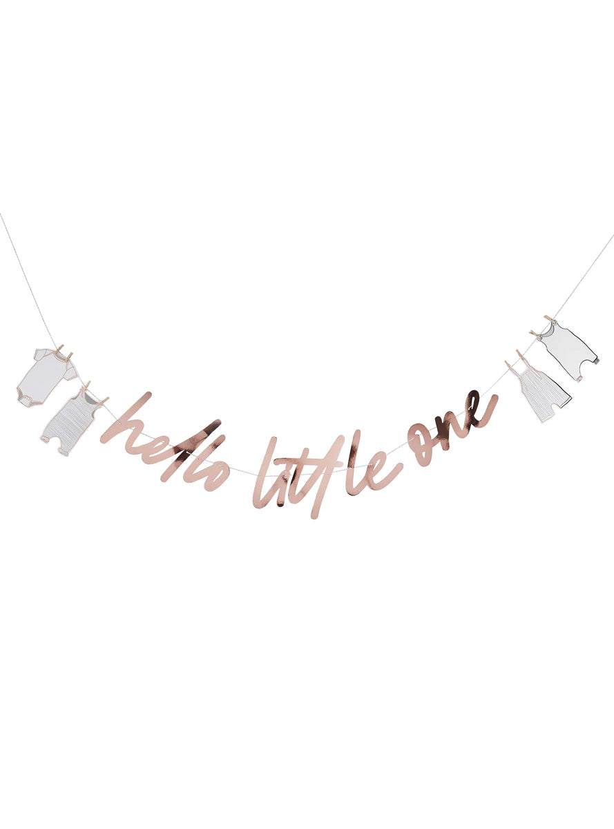 Hello Little One 2m Long Rose Gold Baby Shower Banner - Main Image