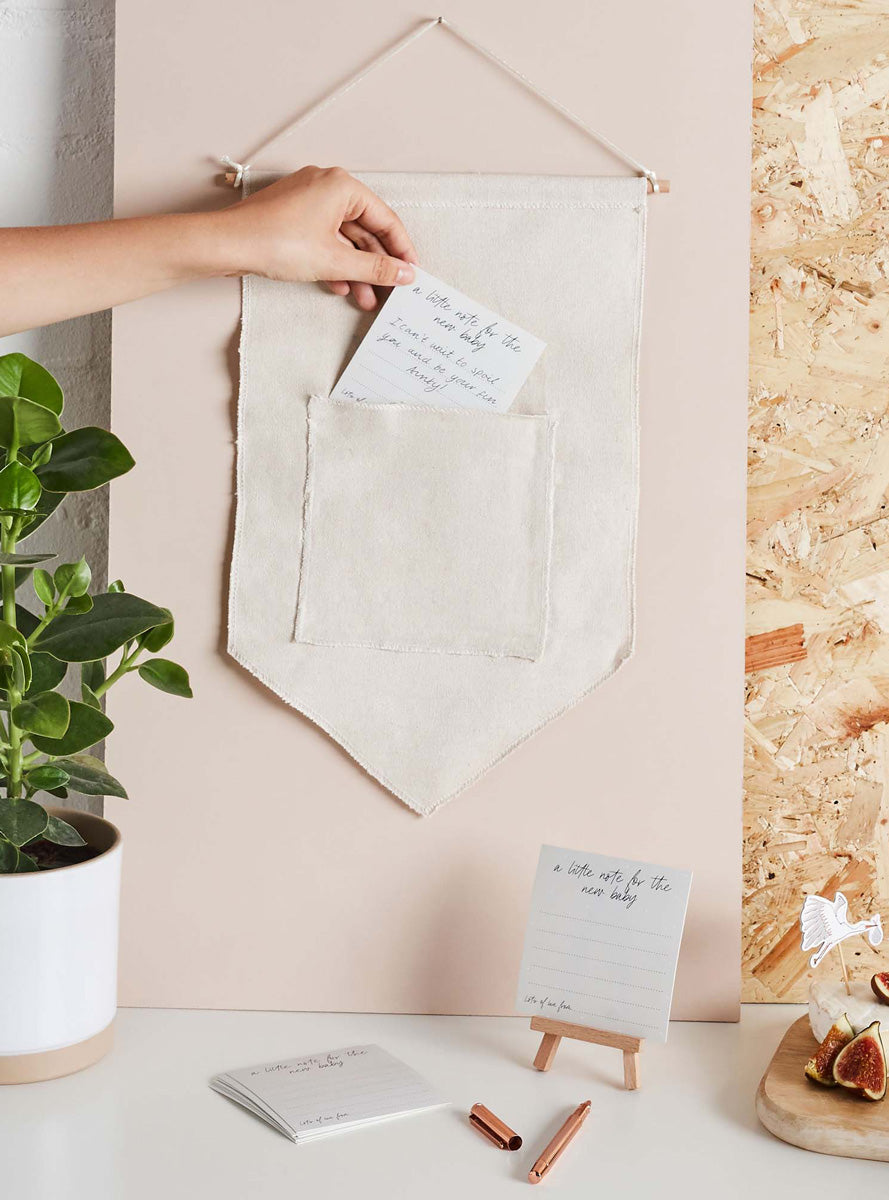 Hello Little One 39cm Baby Shower Canvas and Card Notes - Lifestyle Image 1