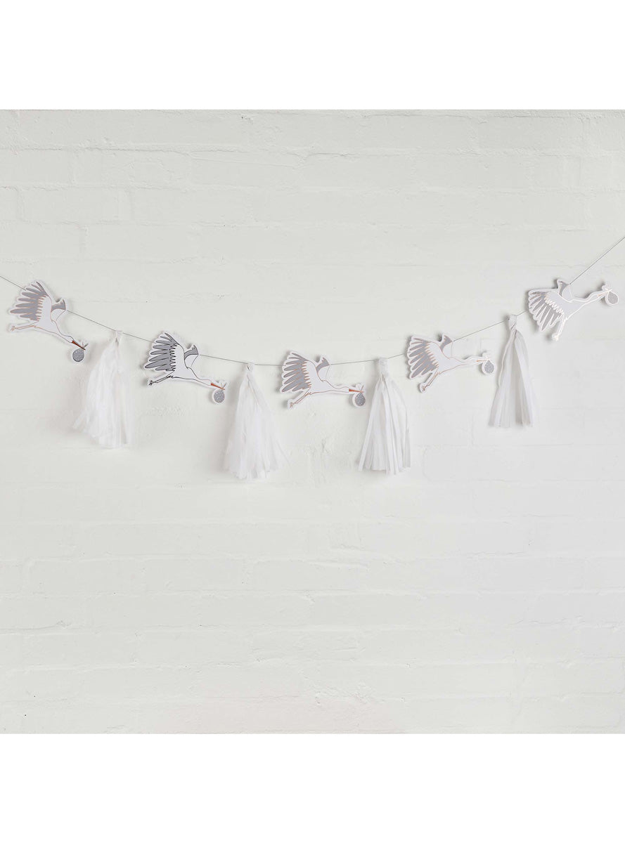 Hello Little One 3m Long Stalk and Tassel Baby Shower Garland - Lifestyle Image