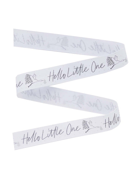 Hello Little One 5m Long White Baby Shower Ribbon - Main Image