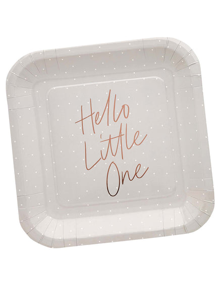 Hello Little One Baby Shower 10 Pack 23cm Square Paper Plates – Main Image