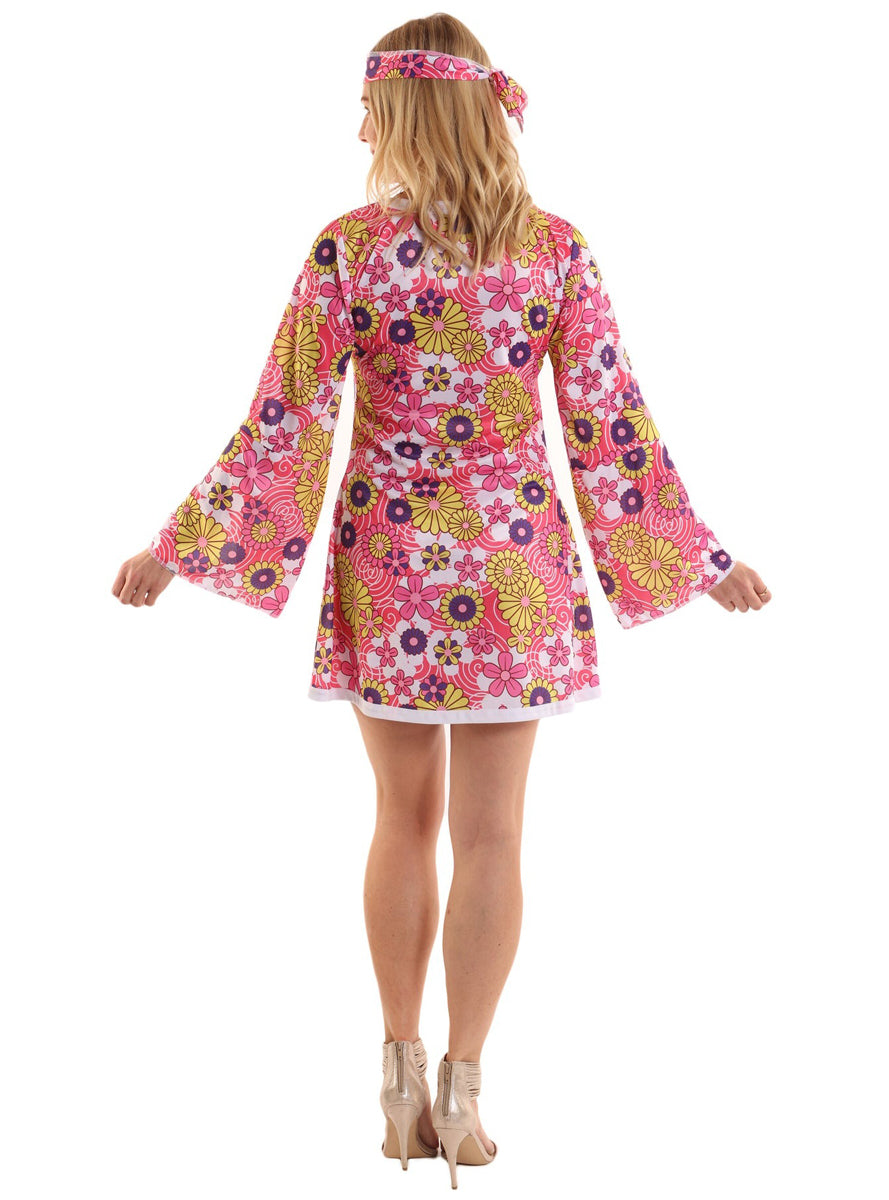 Hippie Go Go Girl Plus Size Womens 1970s Costume - Back Image