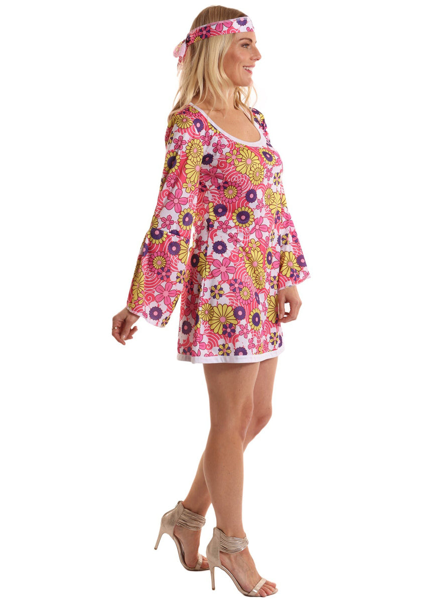 Hippie Go Go Girl Plus Size Womens 1970s Costume - Side Image