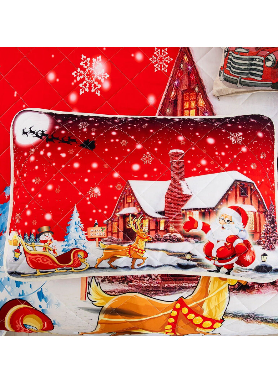 Holiday Cheer Christmas Print Queen Size Quilt Cover Set - Close Image 7