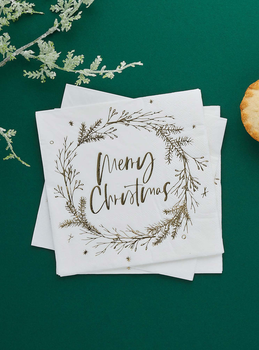Christmas Wreath Paper Napkins - Lifestyle Image