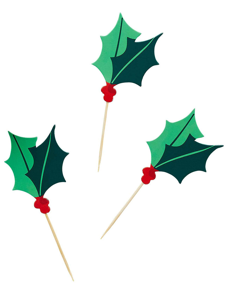Christmas Holly Food Picks - Main Image