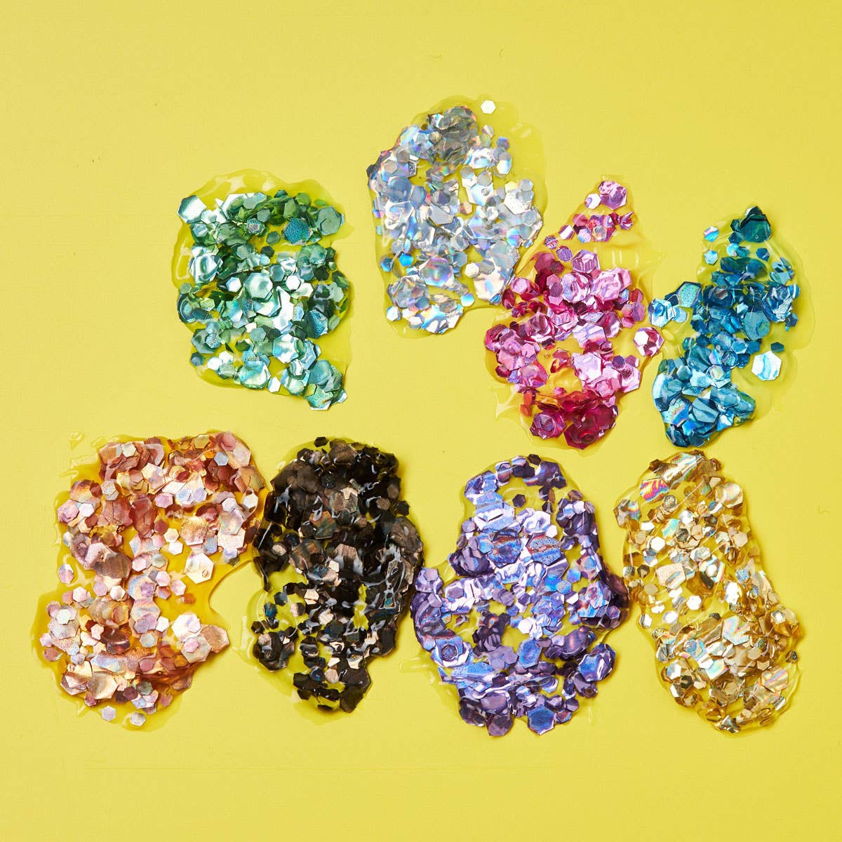 Close up image of all chunky gel glitters