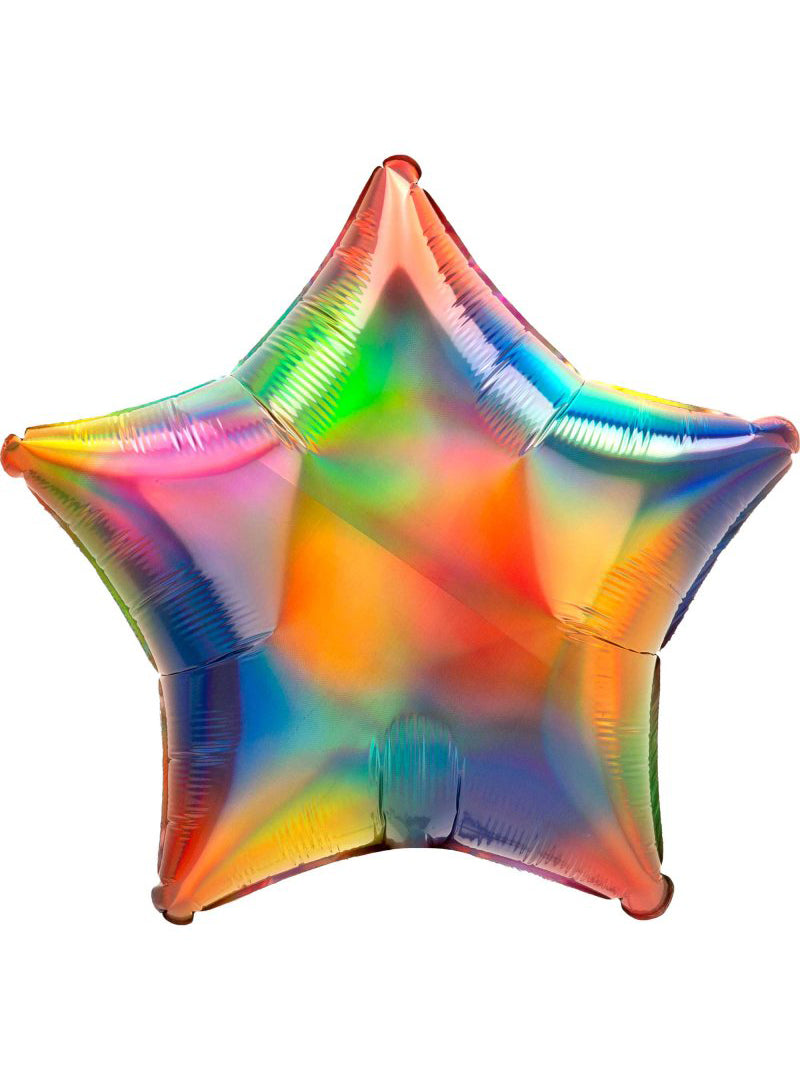 Iridescent Rainbow 45cm Foil Holographic Star Balloon - Main Image