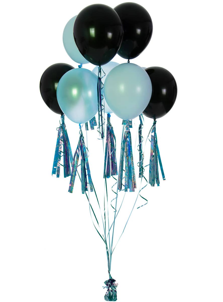Image of Holographic Light Blue 9 Pack Of 35cm Decorative Tassels - Alternate Image