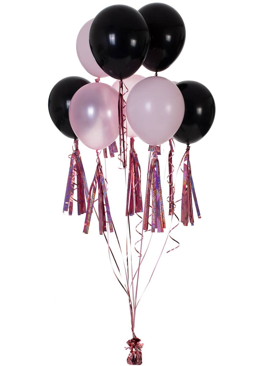 Image of Holographic Light Pink 9 Pack Of 35cm Decorative Tassels - Alternate Image