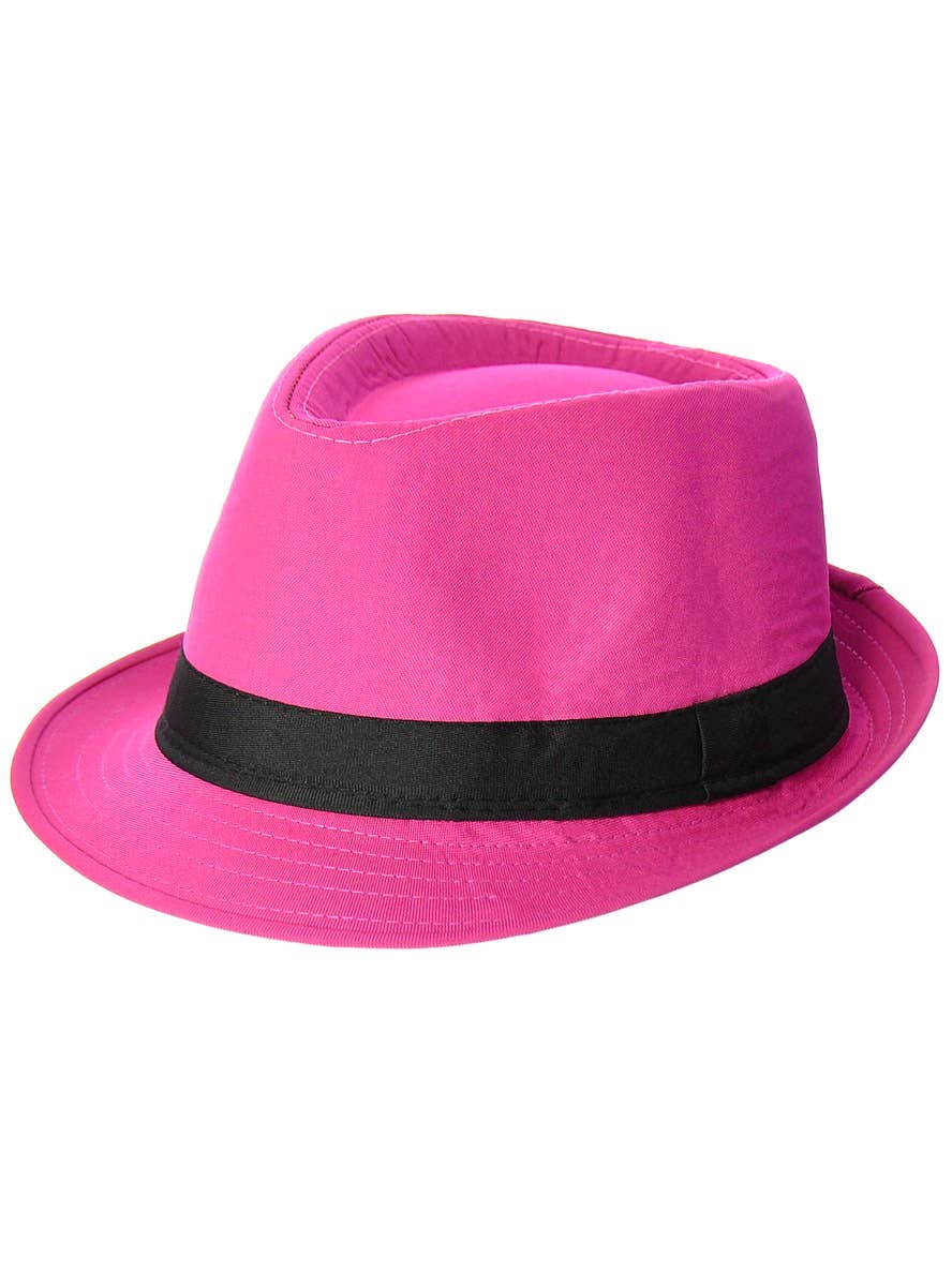 Image of Bright Pink Fedora Costume Hat with Black Band