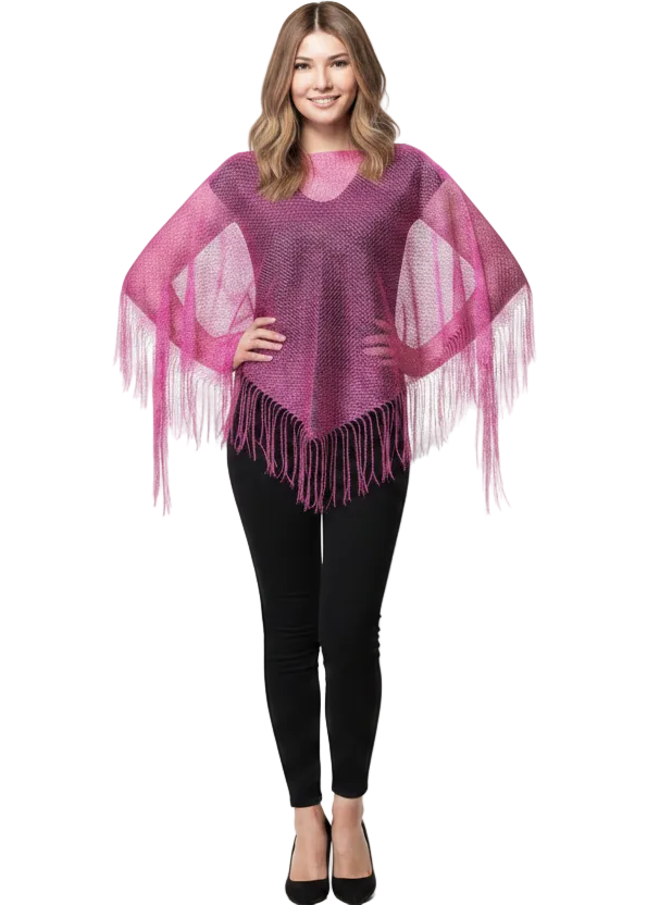 Sparkly Hot Pink Fishnet Women's Costume Poncho - Main Image