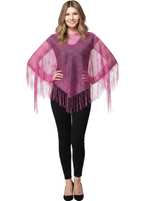 Sparkly Hot Pink Fishnet Women's Costume Poncho - Main Image