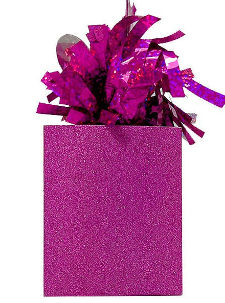 Image of Magenta Holographic and Glitter Box Balloon Weight