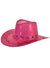 Image of Sparkly Pink Sequin Cowgirl Festival Hat with Black Trim - Main Image