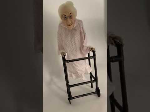 Old Granny With Walking Frame Animated Halloween Decoration Product Video 2