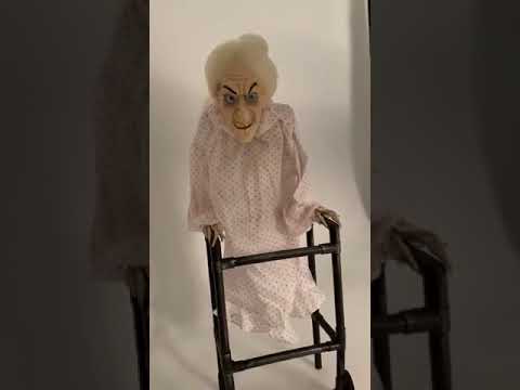 Old Granny With Walking Frame Animated Halloween Decoration Product Video 1