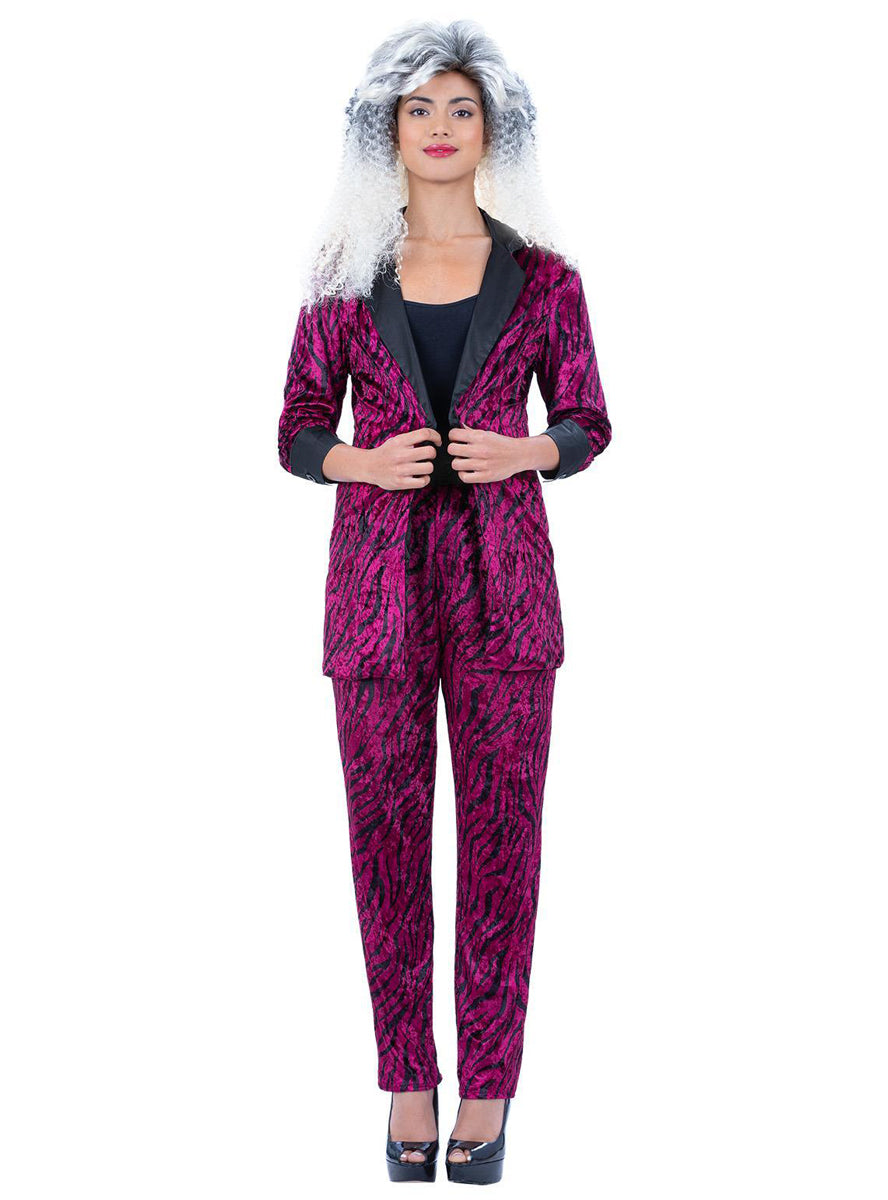 womens 80s zebra print retro power suit - Alternative image