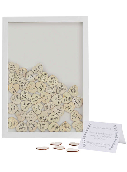 wooden heart drop wedding guest book - Main image