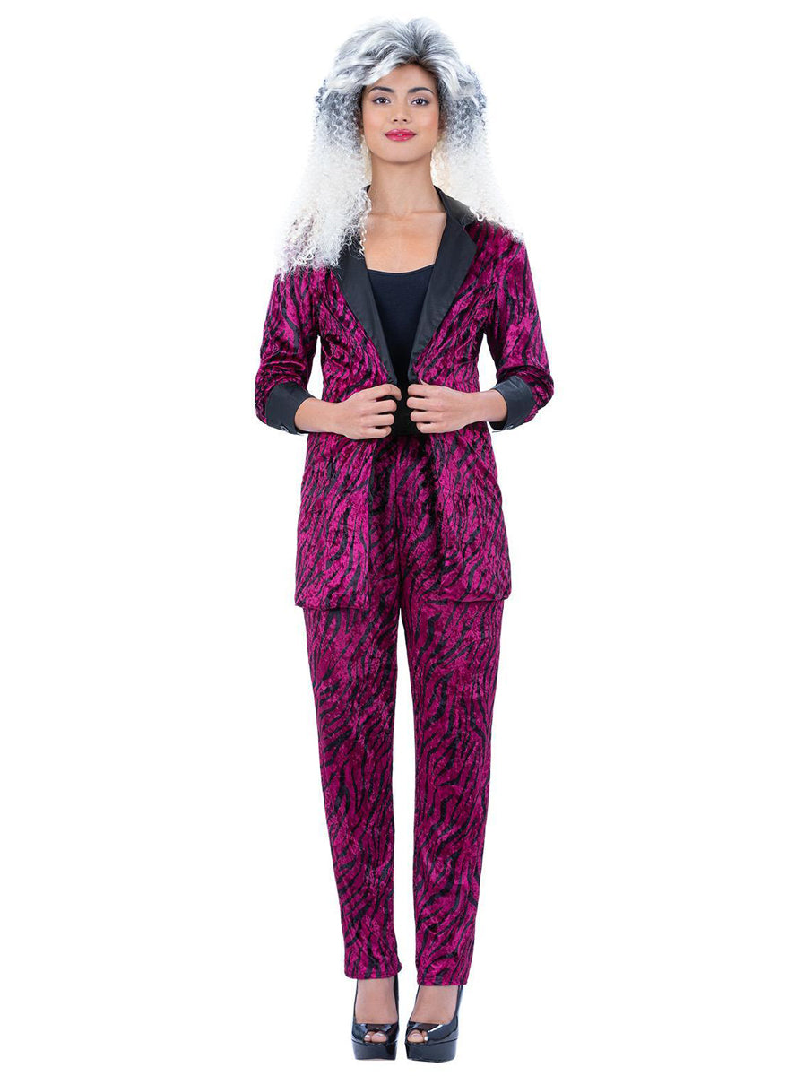 womens 80s zebra print plus size retro power suit - Main image