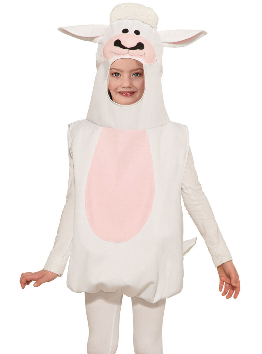 Image of Fluffy White Lamb Kids Hooded Animal Costume