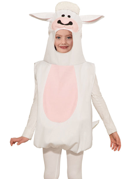 Image of Fluffy White Lamb Kids Hooded Animal Costume