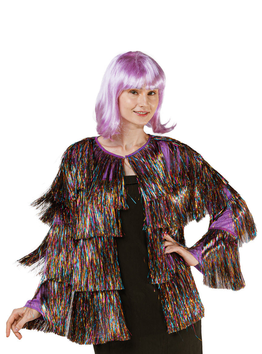 Main image of Fun Rainbow Tinsel Womens Festival Costume Jacket